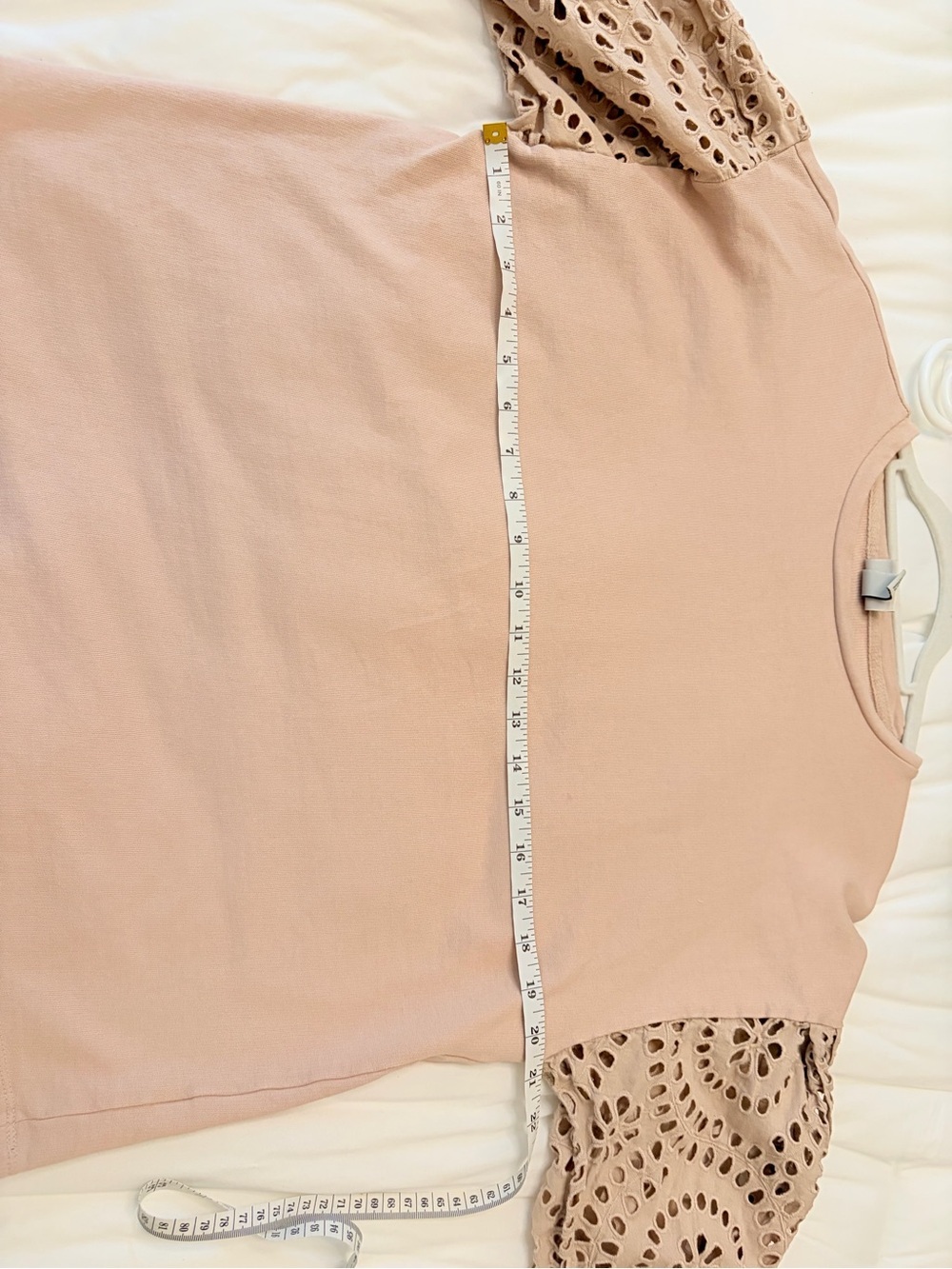 A New Day Puff Sleeve Eyelet Tee in Soft Tan - Picture 5 of 11